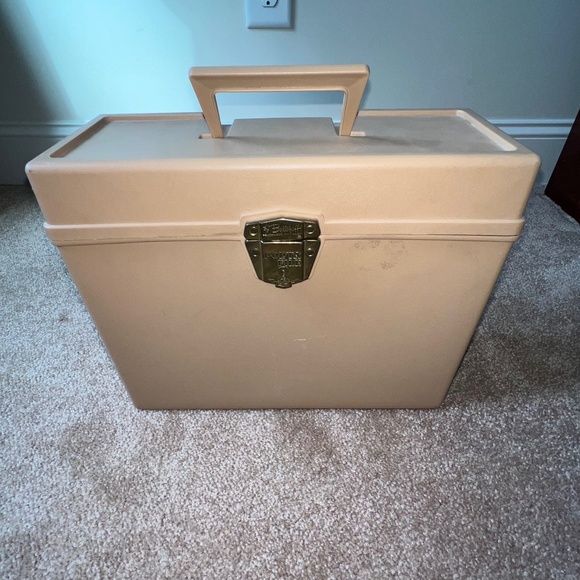 Vintage Brown/Tan Plastic Ballonoff File Storage Organizer Box Portafile - Picture 3 of 16